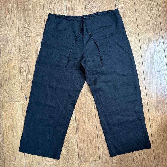 Eileen Fisher Petites Cropped Straight Irish Linen Draw String Pants SZ PL - Picture 1 of 7